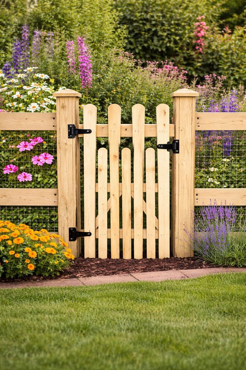 Wooden Picket gate, Garden Gate,Wooden Pressure Treated 6FT 180CM ((180cm High x 90cm Wide x 5cm Deep),)