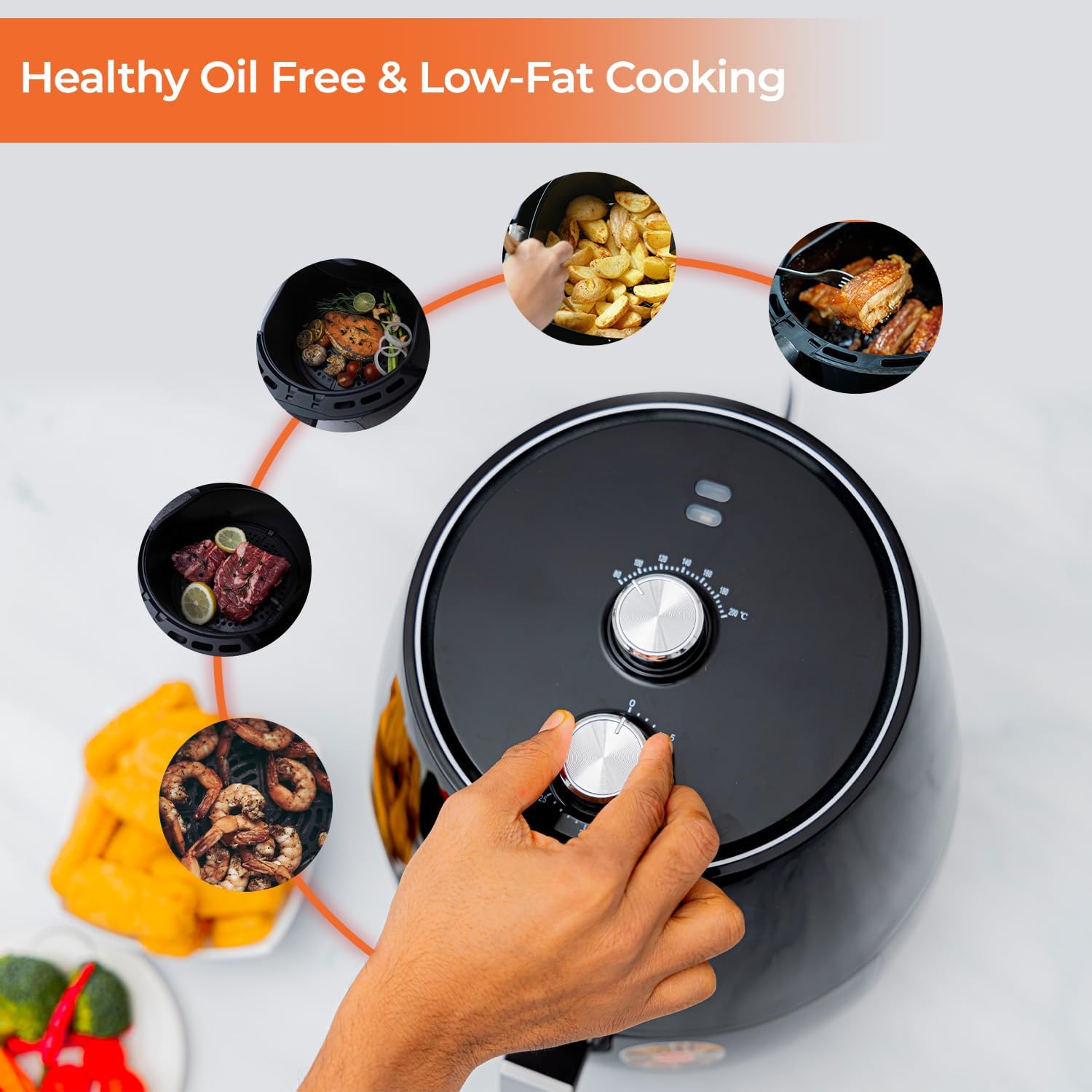 المميز - جيباس مقلاة هوائية بسعة 4.2 لتر ومؤقت 30 دقيقة، GAF37... - view 6