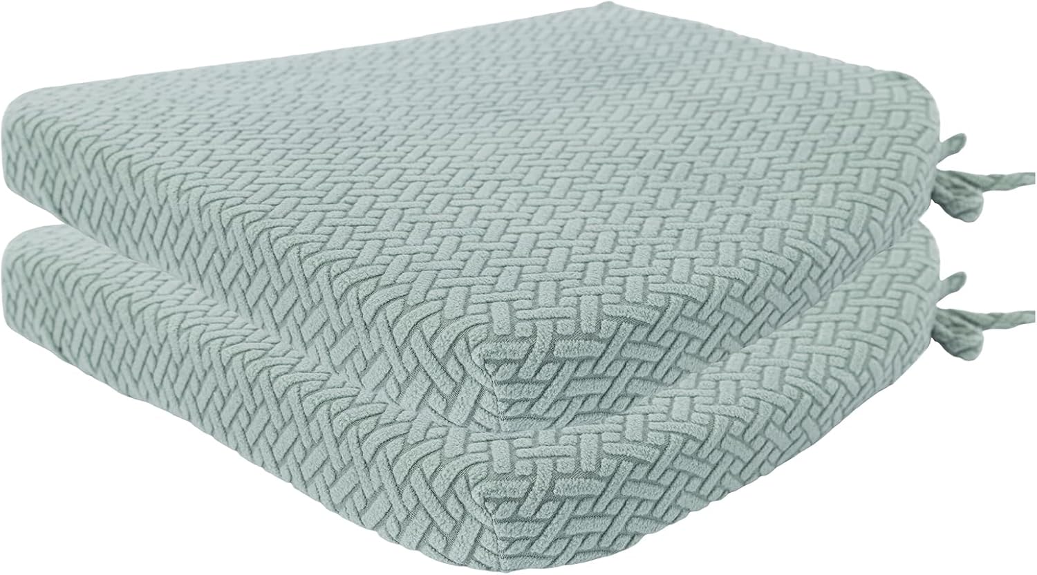 NILUOH Dining Chair Cushion, Thickened 2.5" Memory Foam Seat Cushion for Dining Chairs, D-Shaped Gel Seat Pad, Breathable Anti-Slip Cushion for Kitchen and Living Room Chairs (2 Pack,Matcha Green)