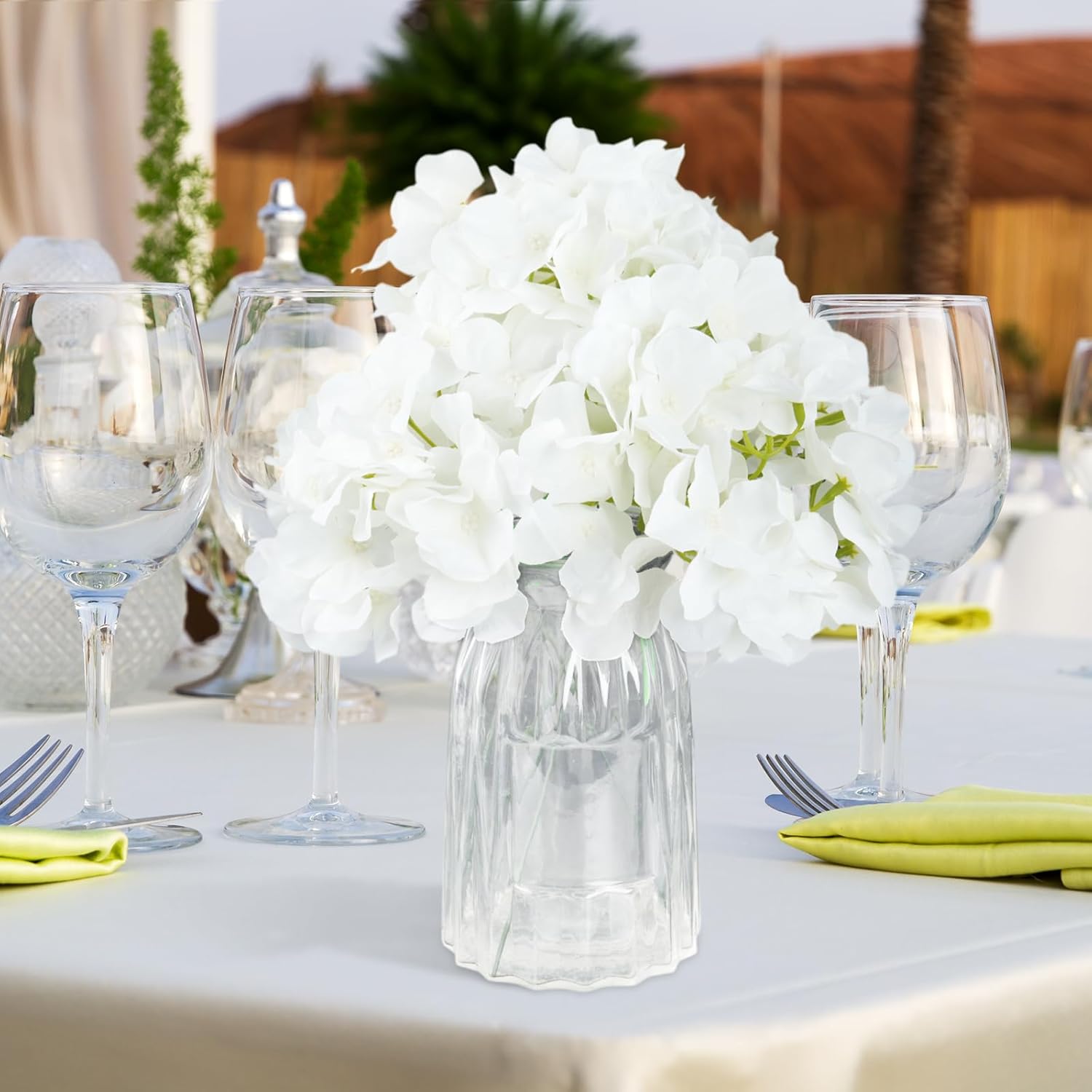 104+100PCS Artificial Hydrangea Flowers with Stems+ Zip Ties,Silk Faux Hydrangea Flowers for Wedding, Home, Porch Decor Outdoor Artificial Hydrangea Heads - Image 3