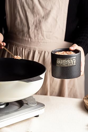 Miniatura 7 de LYEOBOH Azucarero negro con tapa y cuchara, contenedor de azúcar de granja de 15 onzas para accesorios de cafetería, recipientes de almacenamiento