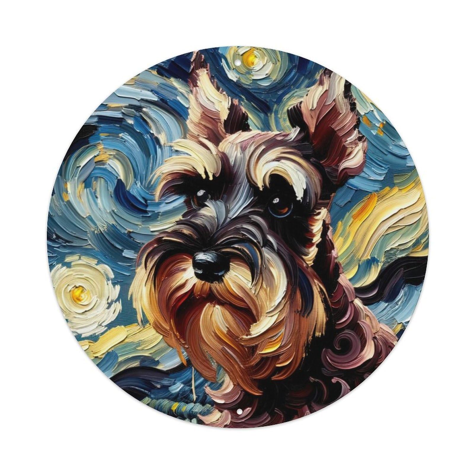 Animal Oil Painting Style Art Schnauzer Metal Tin Sign