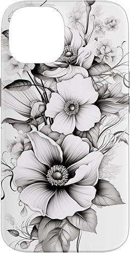 Miniatura 4 de Funda para iPhone 14 Pro Max Flowers Design Black and White Floral para mujer