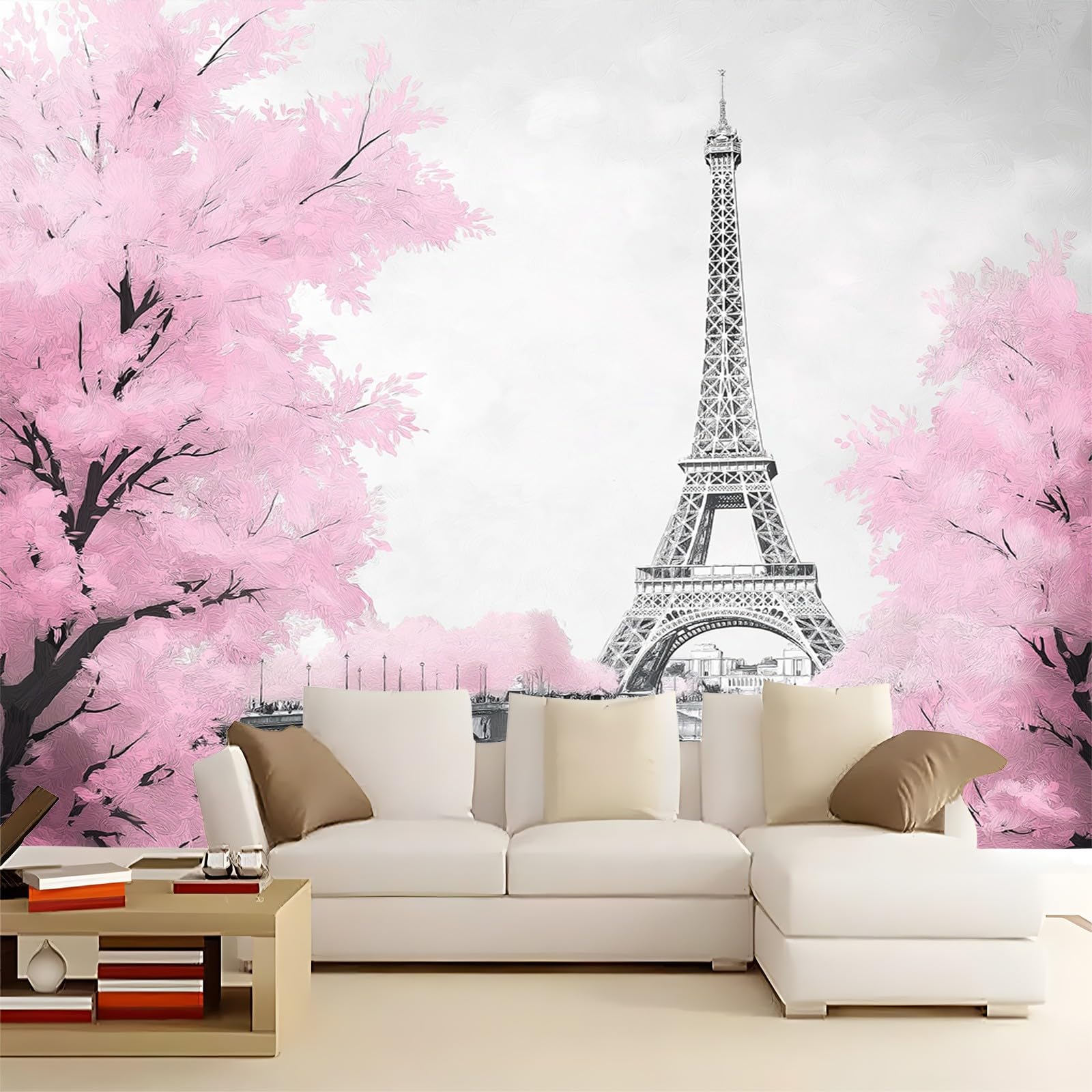 Tapeta ścienna Akwarela Architektura Kwiaty 3D Tapety Fototapety Tapeta z włókniny 250 x 175 cm Salon Sofa Sypialnia Gabinet Dekoracja domu Tapeta Biała Róża