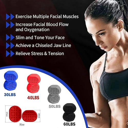 Miniatura 2 de Ejercitador de mandíbula para hombres y mujeres  4 niveles de resistencia (8 piezas) tabletas de silicona para ejercitar la mandíbula  Potente