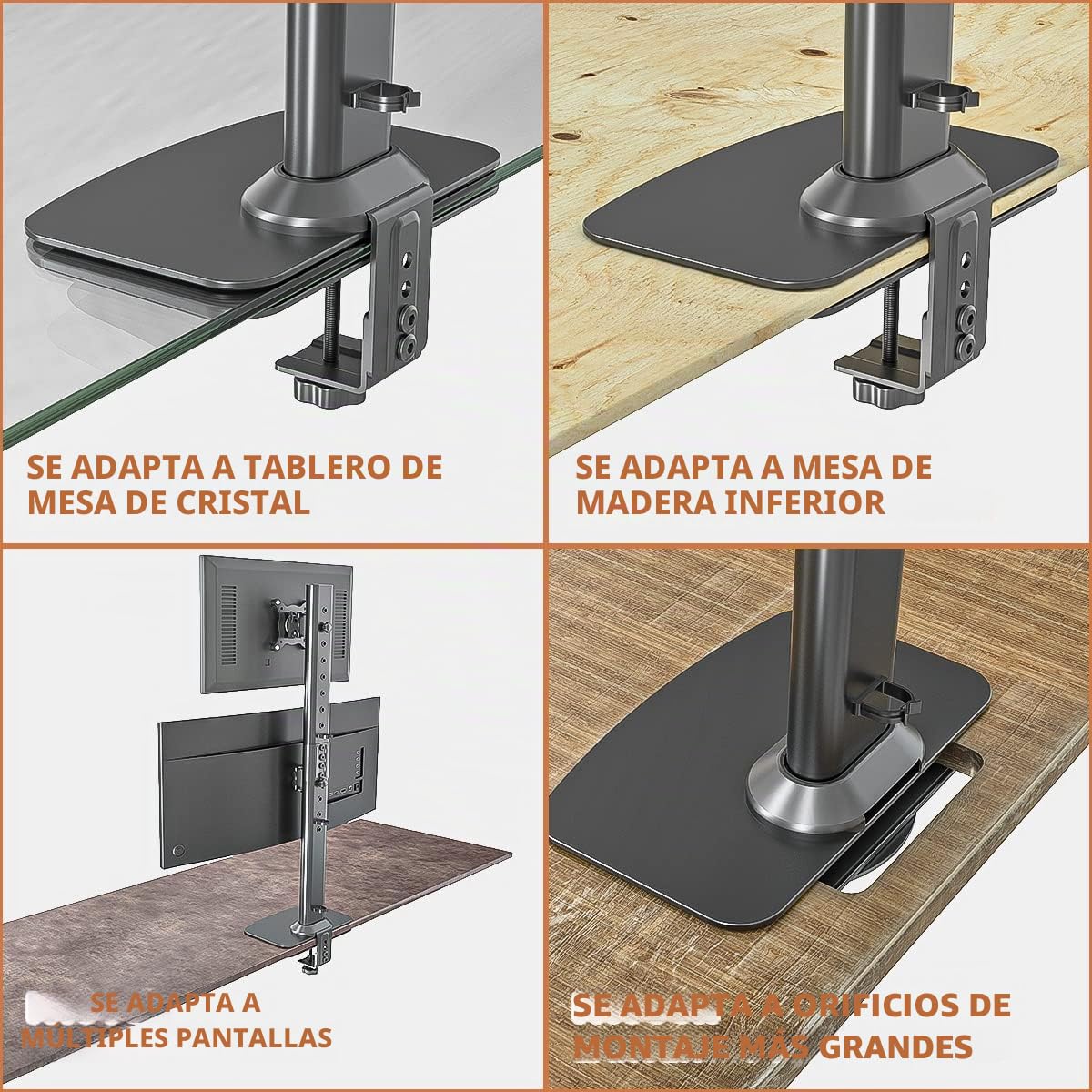 Hemudu Placa de Refuerzo de Montaje en Monitor para Mesa Delgada, Vidrio y Otros Paneles Frágiles, Placa de Soporte de Acero se Adapta a la Mayoría de Soportes de Monitor C Instalación de Abrazadera