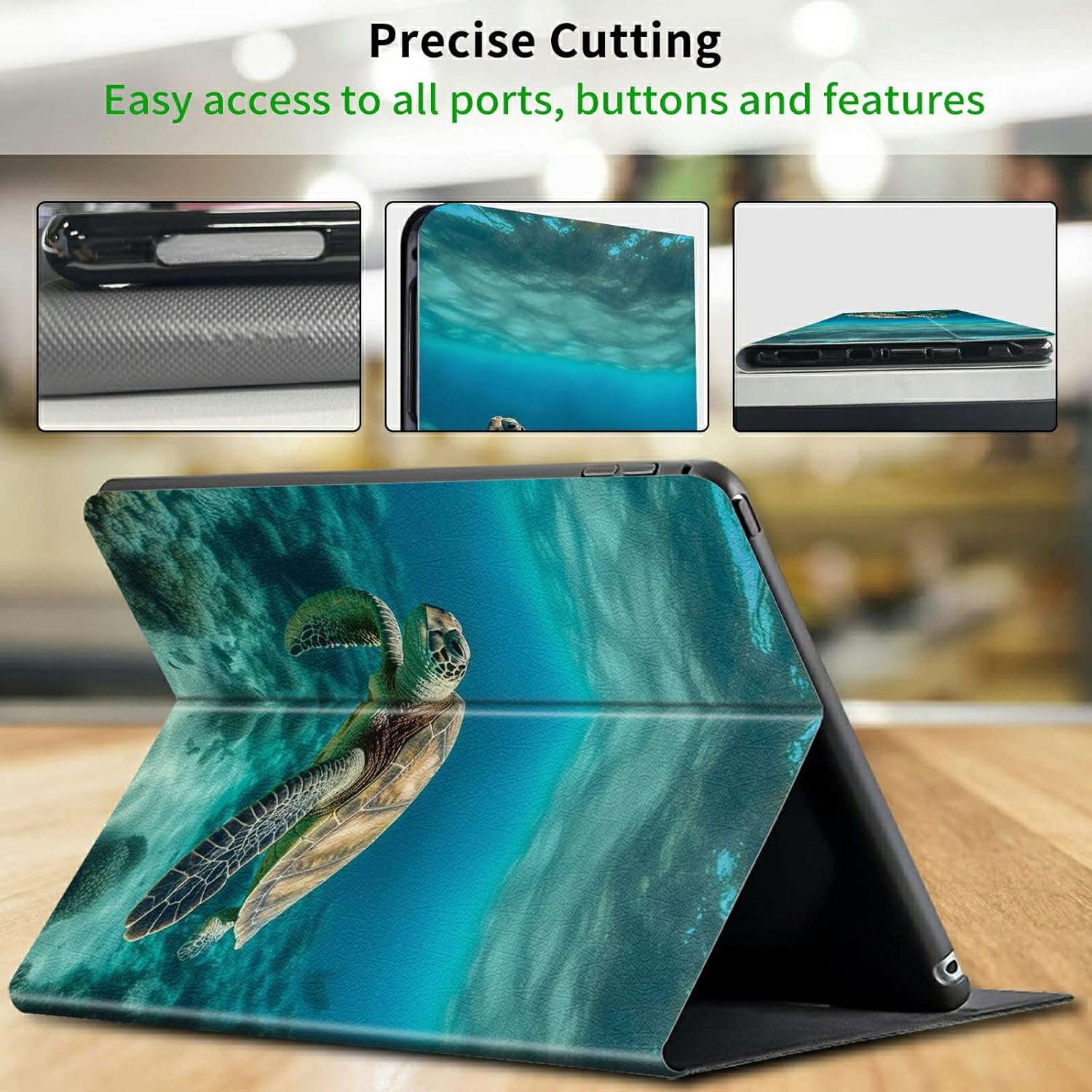 Case for Kindle Paperwhite 11th Generation 6.8 inch Lightweight Protective Smart Stand Cover with Auto Wake Sleep Case for Kindle Paperwhite 2021 and Signature Edition - Green Sea Turtle