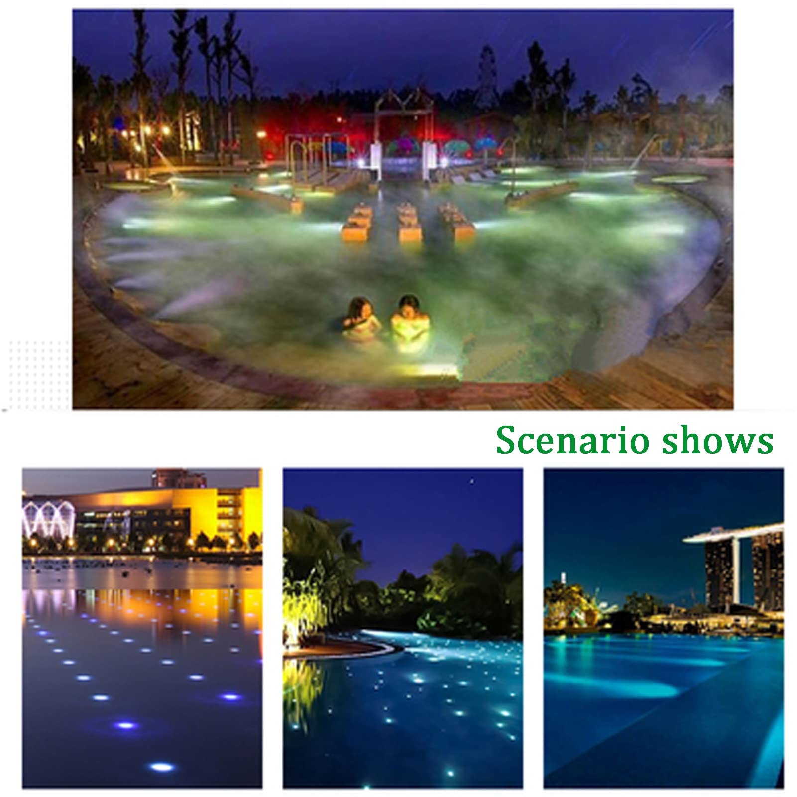 Luces LED para piscina al aire libre, aluminio antioxidante, IP68, impermeable, foco integrado para fuente, hotel, piscina