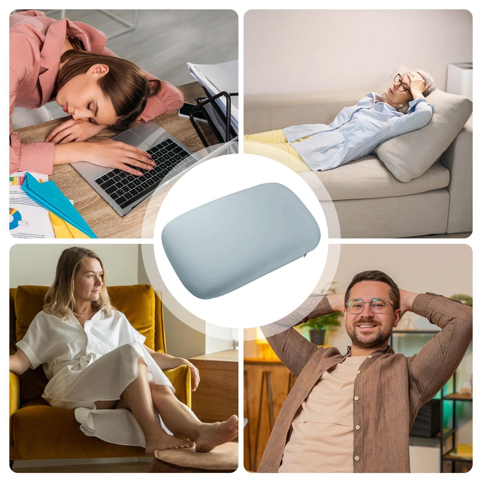 Cuscino sportivo da viaggio, portatile e comprimibile da campeggio, comodo ed ergonomico, in memory foam, supporto ergonomico per dormire, ideale per adulti e bambini, viaggi, escursioni, aereo