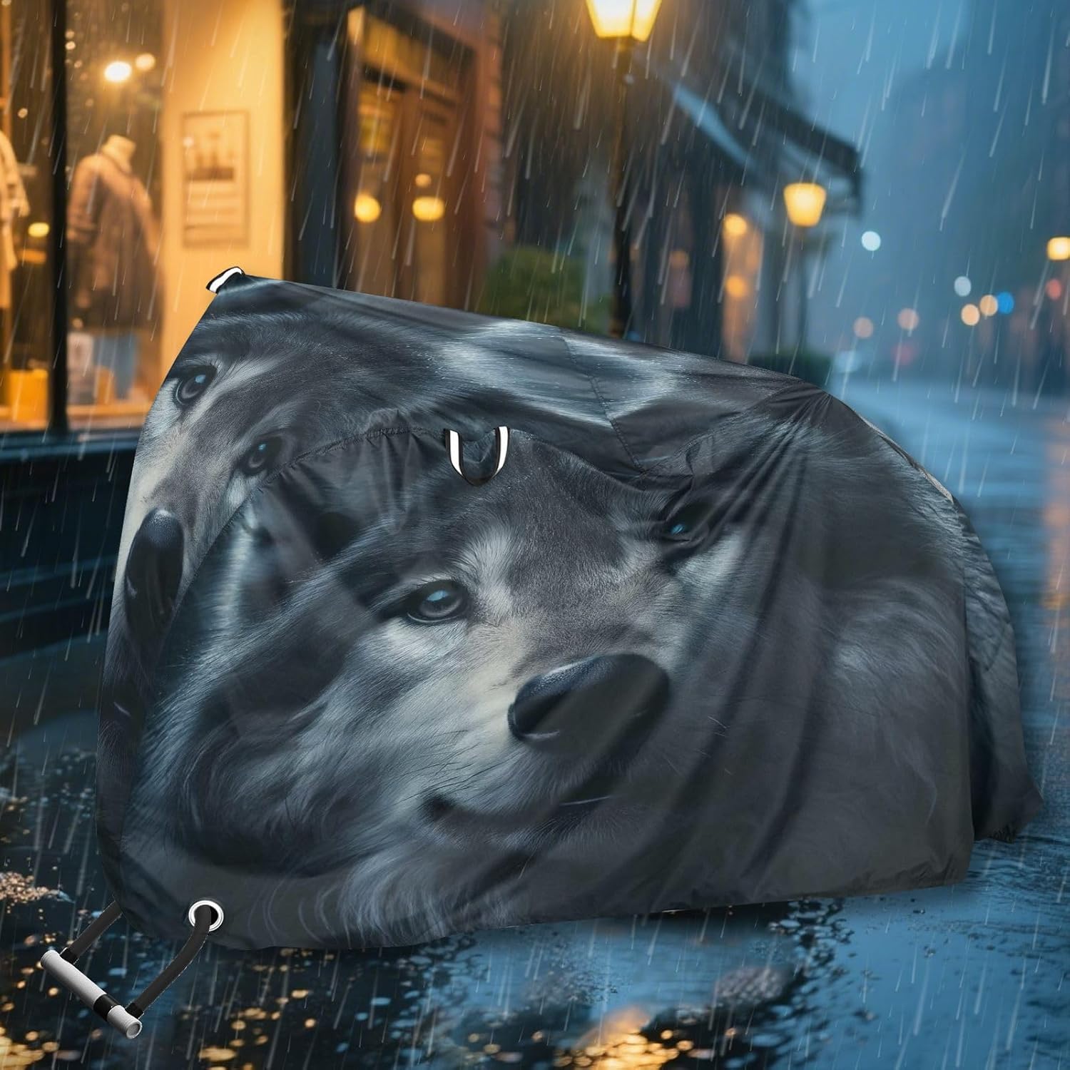 ALAZA Wolf Head Animal Bike Cover Waterproof Outdoor Ebike Bicycle Covers Tarp Protection for 1/2 Bikes, Sun UV Dust Wind Proof