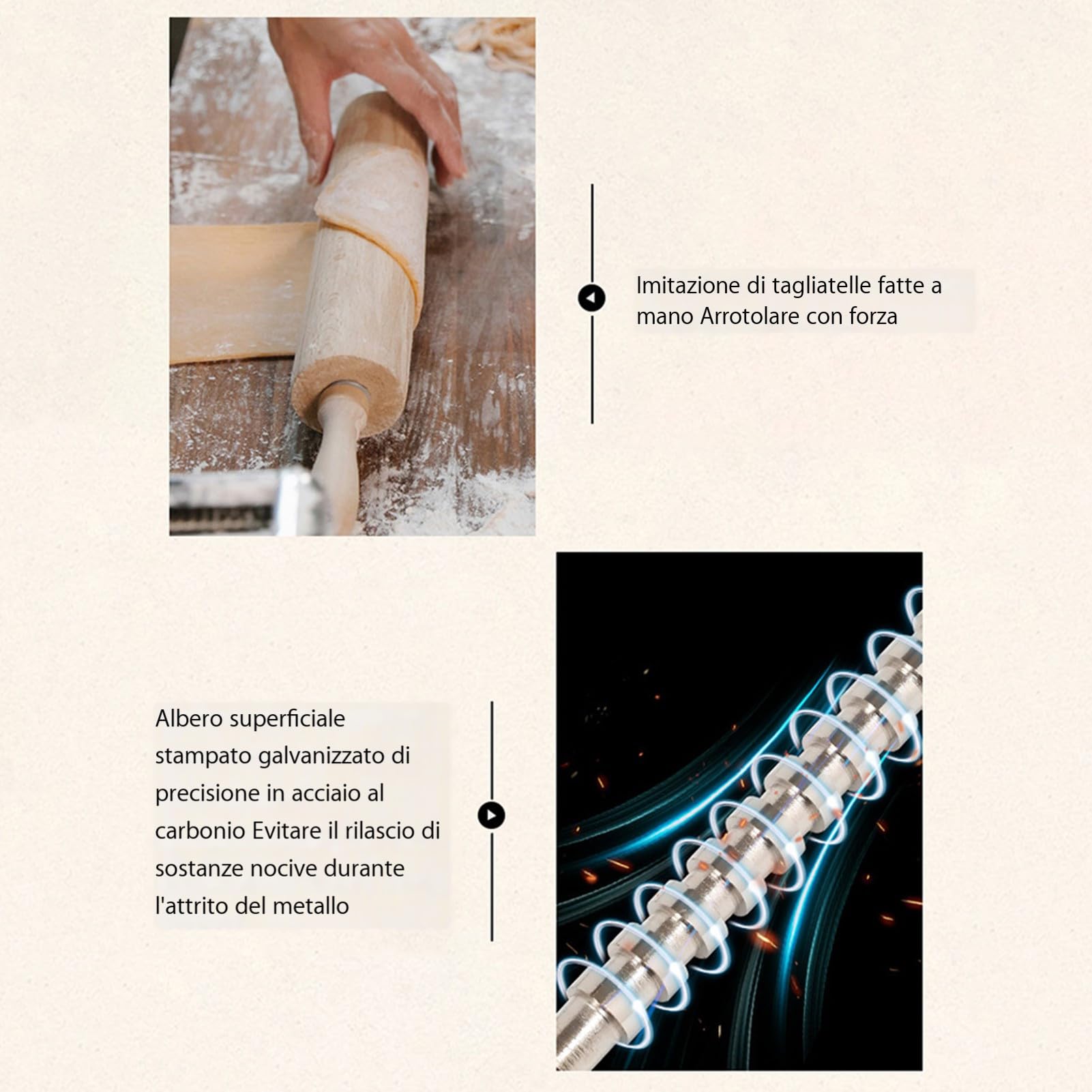 Máquina para hacer pasta - Acero inoxidable 18X18X13Cm 2,9kg | Prensa manual para extrusora de pasta para fideos | 9 Rodillo para espesor ajustable | Cocina doméstica Cocina Plata