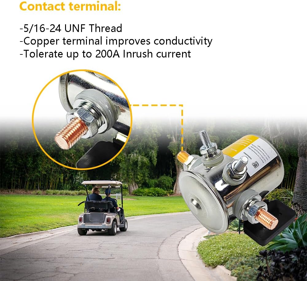 36 Volt #70 Series Continuous Duty Solenoid Relay Nickel-Plating with Resistor & Diode Kit | Fit for EZGO Electric Golf Cart, Upgrade Mount Bracket | OE# 27855G01 11761G1 27855G02 31680G1 3016