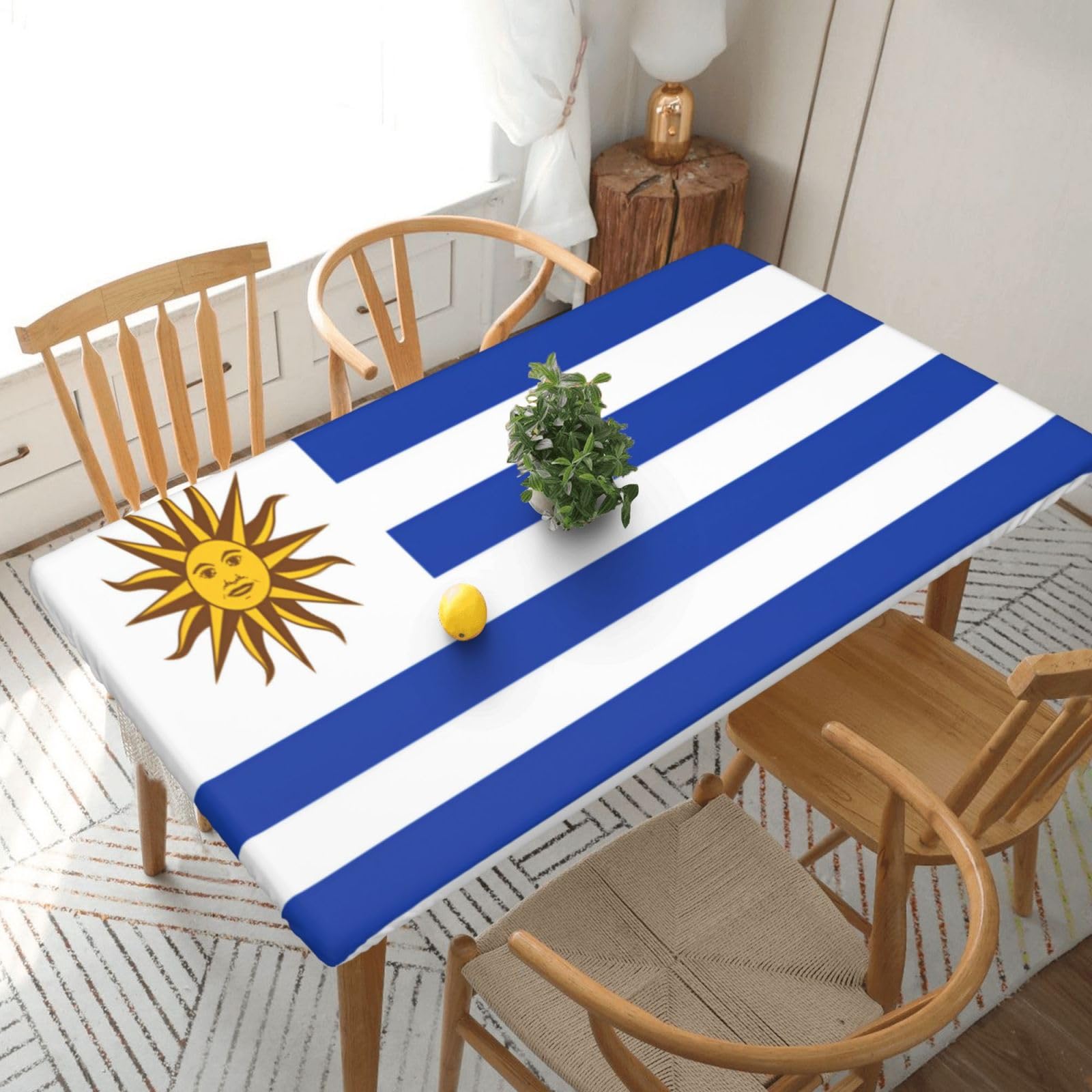Nappe motif drapeau de l'Uruguay élastique lavable table 1,5 m