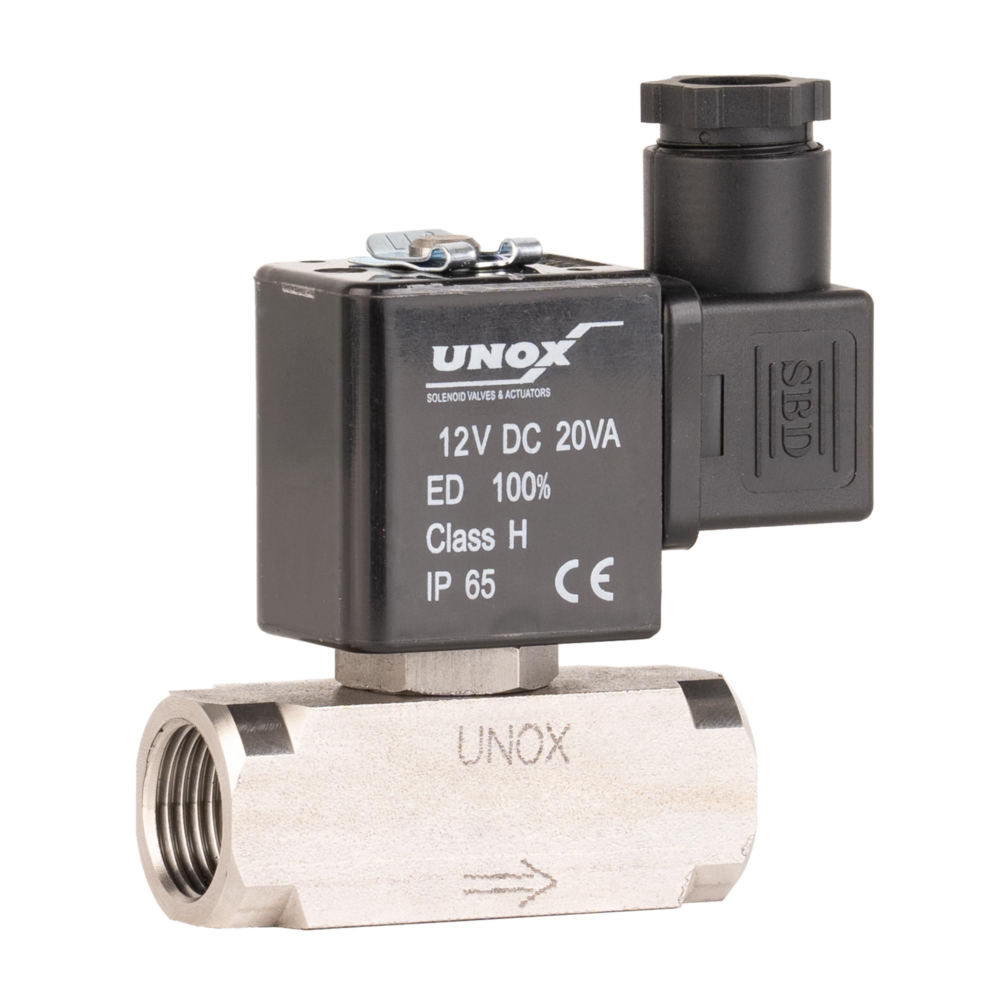 UNOX Válvula solenoide NPT de 1/4 pulgadas de 12 V CC, válvulas solenoides de control de acero inoxidable AISI316 normalmente cerradas, válvula de control fiable multiusos de 0,5 a 16 bares, para agua
