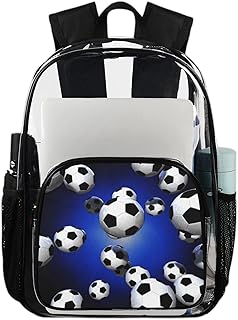 Mochila transparente de futebol para livros, bolas de futebol esportivas à prova d'água mochila transparente de PVC com alça de ombro reforçada para escola, trabalho, viagens, Multicor