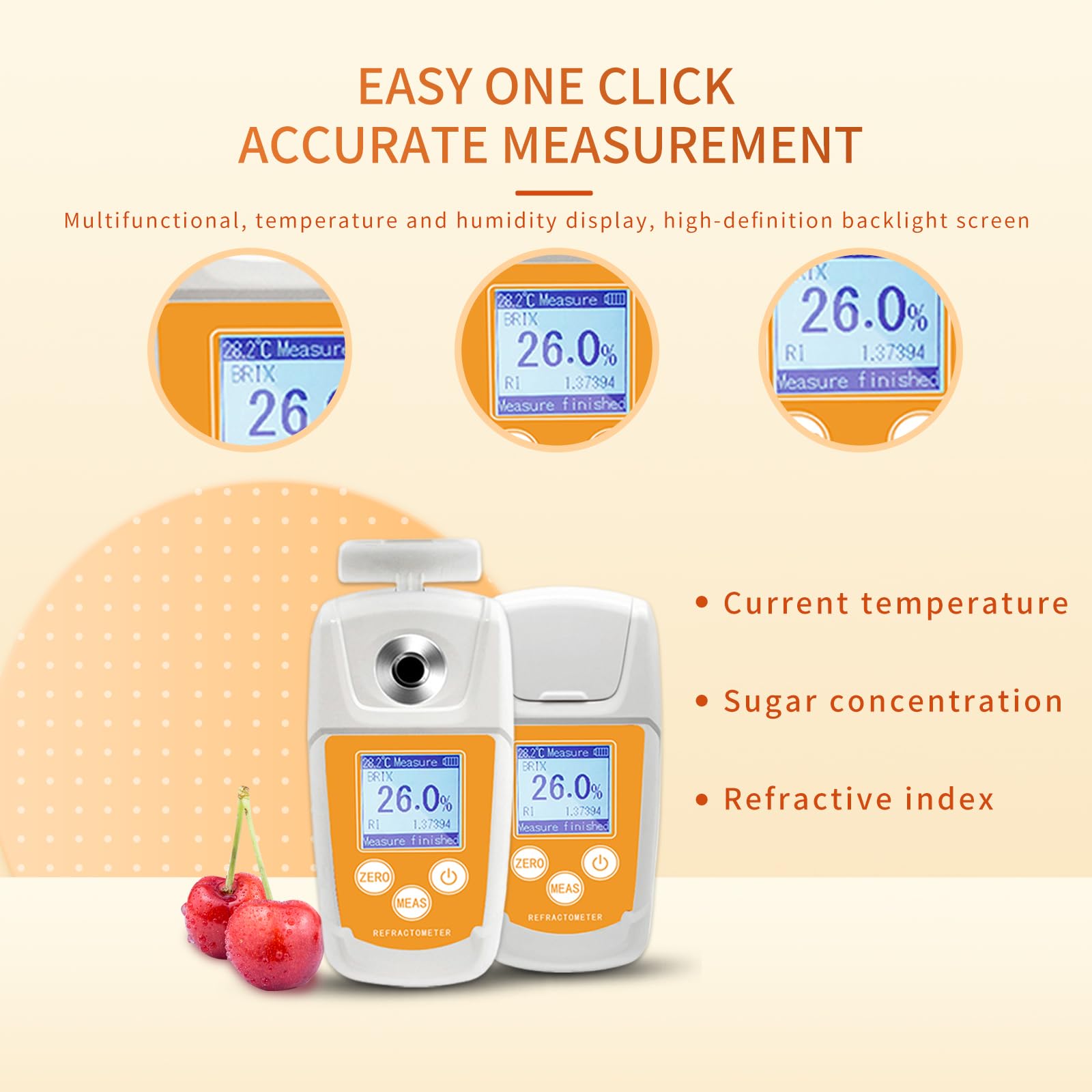 Brix Meter 0-93% Saugprüfer Premium Digital Brix Refraktometer mit ATC für Honig, Ahornsirup, Obst, Getränke, Saft, Melasse, Süßgetränk, Zuckergehalt Messung