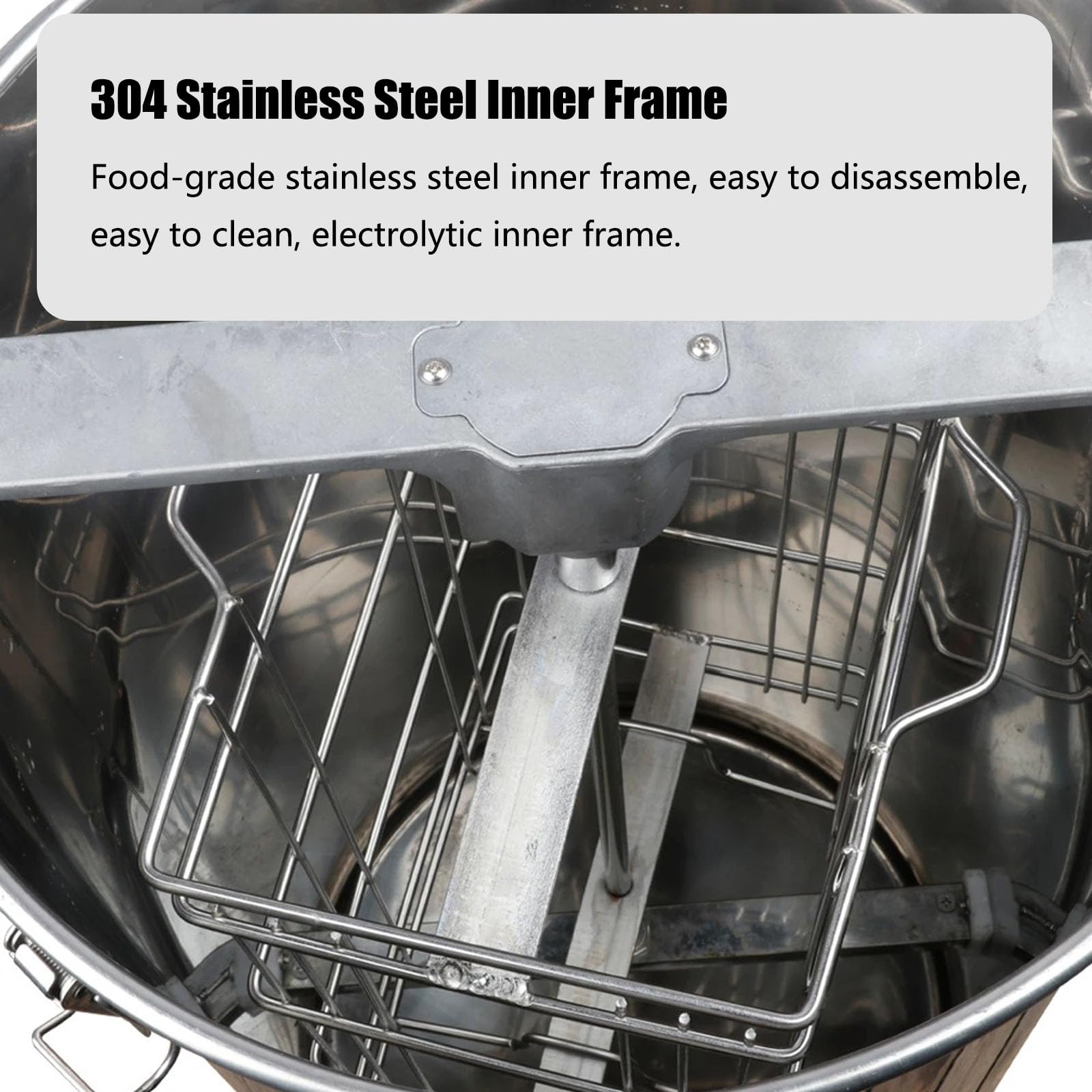 Smielatore Manuale 2 Telaio, Estrattore Acciaio 304 Inossidabile, con Coperchio in Acciaio Inossidabile e Maneggiare, per Allevamenti di Api Grandi E Piccoli,2 Frame