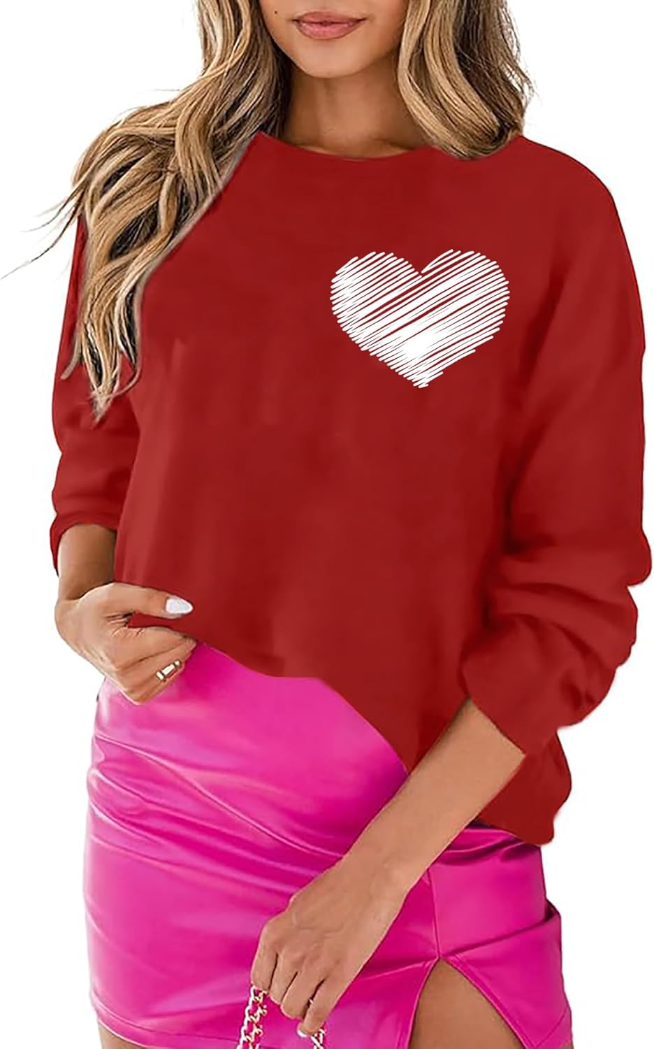 LLHXRUI Valentine's Sweatshirt for Women Cute Love Heart Shirts Casual Long Sleeve Valentine Tshirt Clothes Tops (Red-10,M) - Image 3