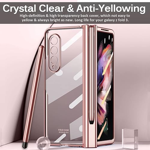Miniatura 5 de Miimall Funda para Samsung Galaxy Z Fold 3 con bolígrafo, Z Fold 3 con S Pen con soporte para bolígrafo + pantalla de vidrio templado + PC chapado