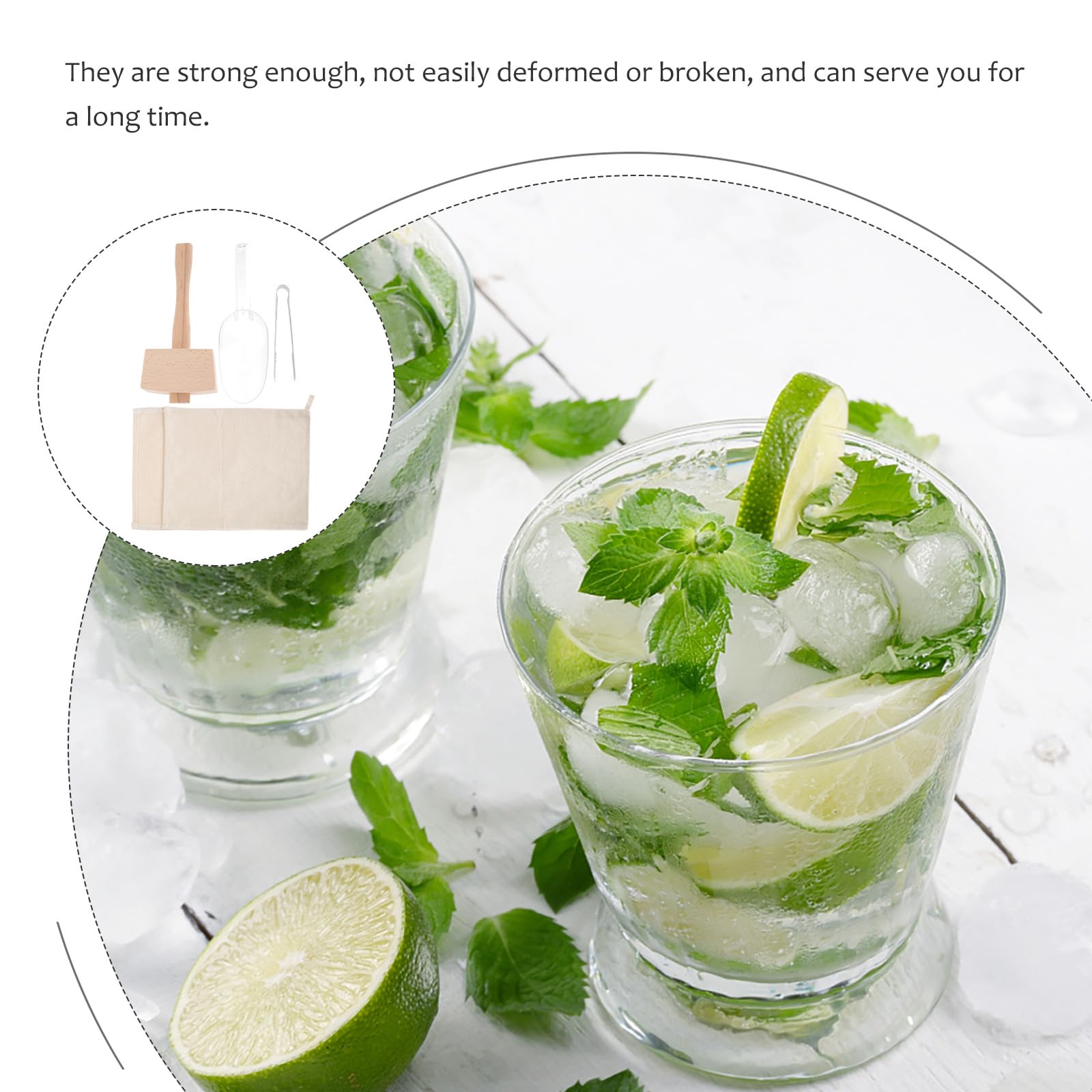 Juego de Bolsas de Hielo de Tela Plegable Mazo y Pala para Bar y Postres, Resistente y No Se Deforma, Accesorios Cocina para Hostelería
