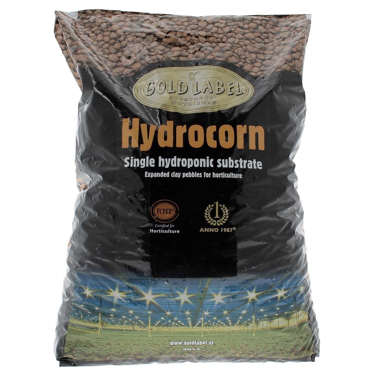 GOLD LABEL - Billes d'argile HYDROCORN 45L - Pour jardiniers hydroponiques - Jardinage hydroponique - Favorise la croissance des racines - Substrat inerte certifié RHP