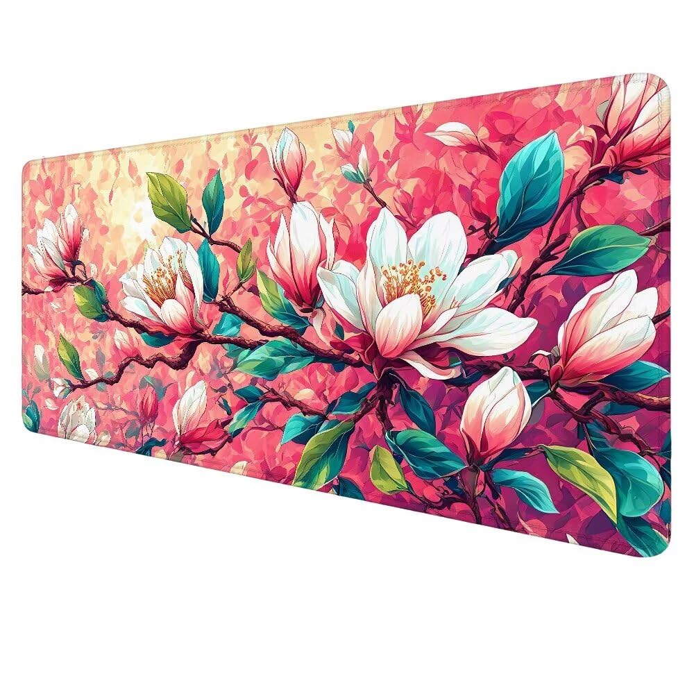 Podkładka pod mysz z kwiatami i trawą, podkładka pod mysz XXL 1400x600x3mm podkładka pod mysz górską podkładka pod mysz dla graczy duża podkładka pod mysz, szyte krawędzie wodoodporna mata na biurko,