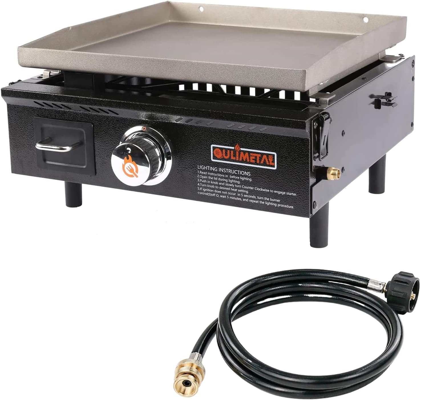 QuliMetal Portable Table Top Griddle, 17 Inch Propane Gas Flat Top Grill, 15,000