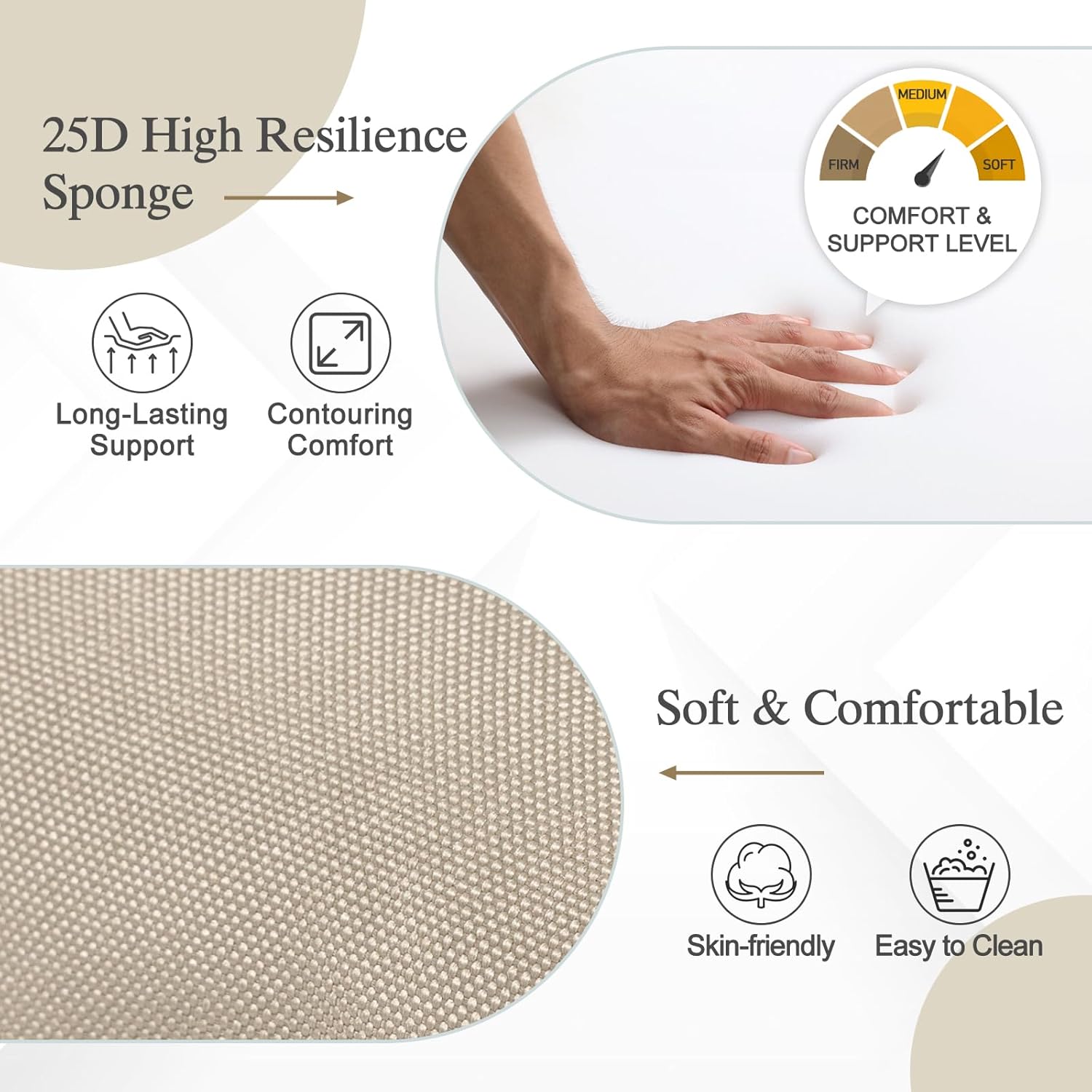 BPS 18 x 19 Inch Outdoor Chair Cushion Set of 2, Fade-Resistant and Water-Resistant Solution-Dyed Polyester Fabric Patio Chair Cushions with Straps for Outdoor/Indoor Dining Chairs