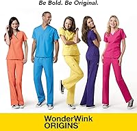 Vista 5 de Bata quirúrgica para mujer Wonderwink con 5 bolsillos y cuello en V