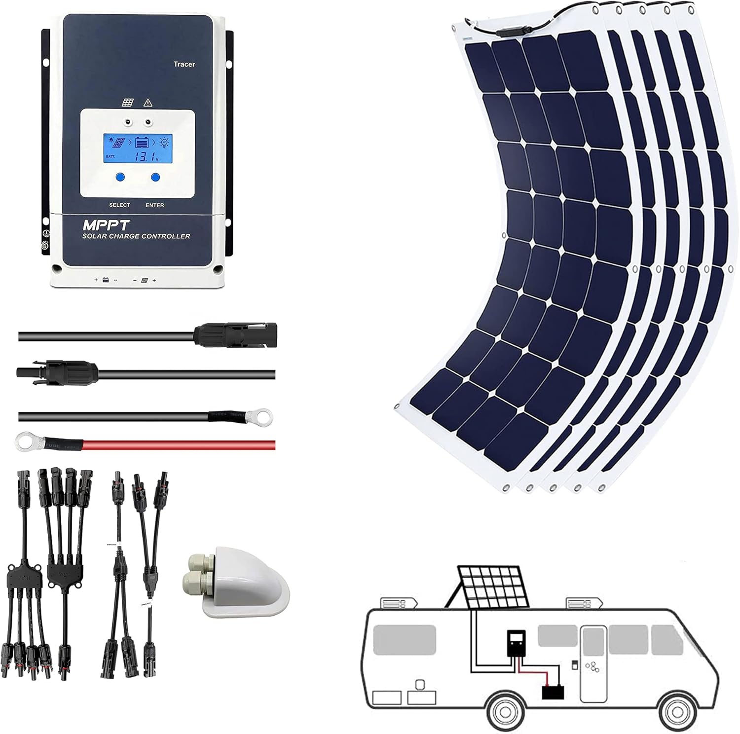 Amazon.com: ACOPOWER 550Watts Flexible Solar RV Kit w/50A MPPT Charge ...