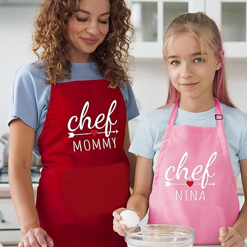 Mommy and Me Apron For Cooking, Personalized Kids Apron, Toddler Apron for Girls and Boys, Custom Cooking Apron, Chef Aprons For Women, Children
