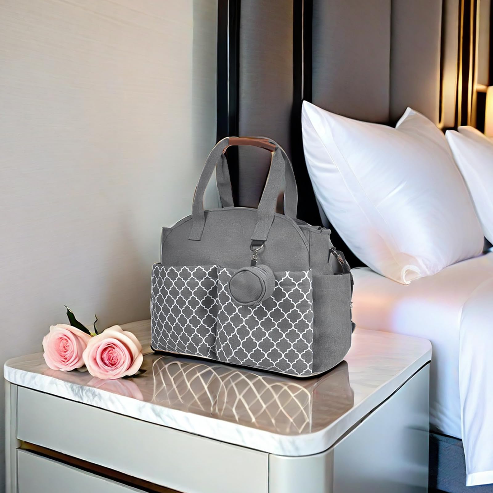 Borsa Fasciatoio Per Neonato, Borsa Fasciatoio, Borsa Per Mummia Con Grande Capacità Con E Borsa Per Ciucciotracolla Regolabile, Per Multifunzionale Borsas Mamma Neonato Per Mamma E Papà, Gris