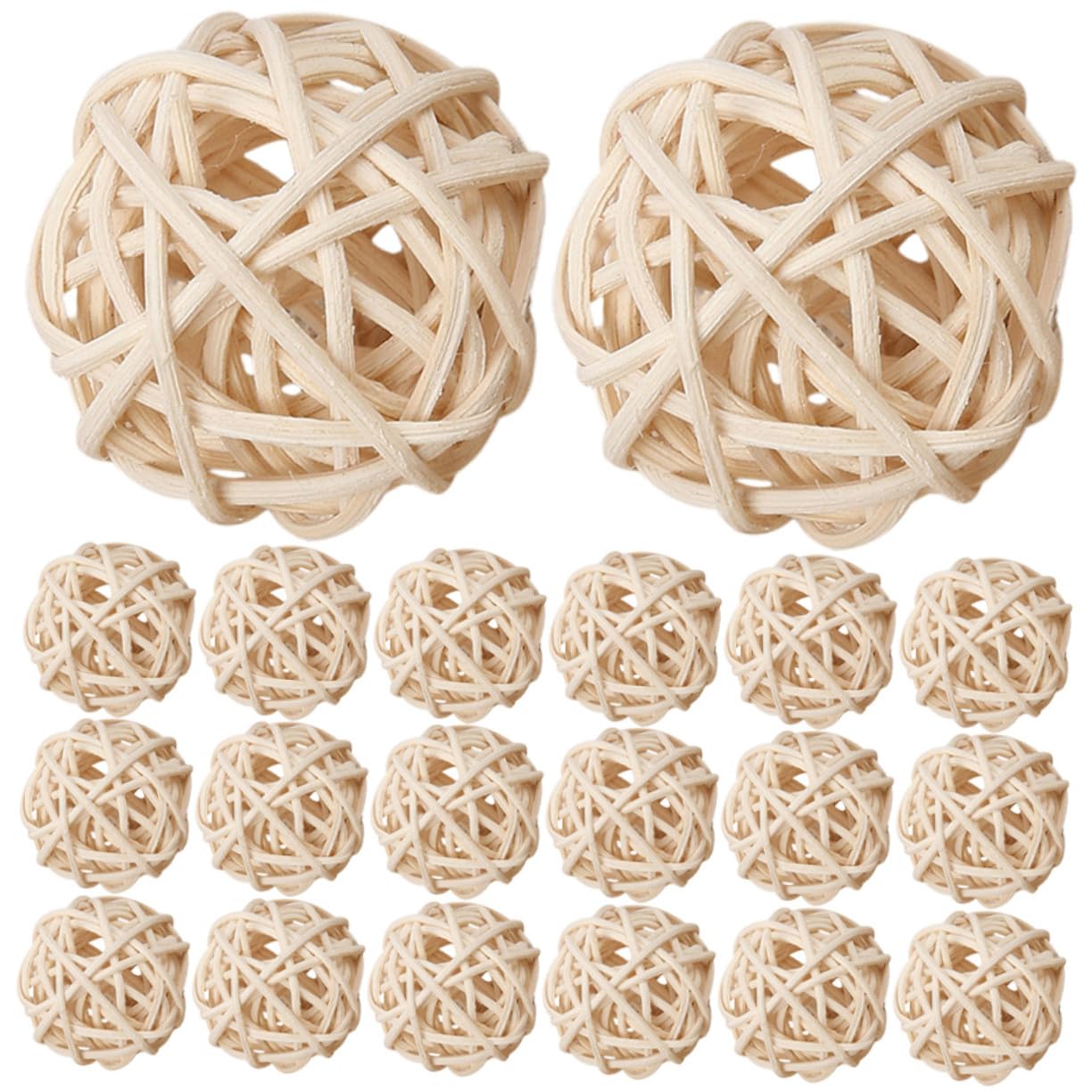 Boules de rotin décoratives artisanales beige pour remplissage de vase chic