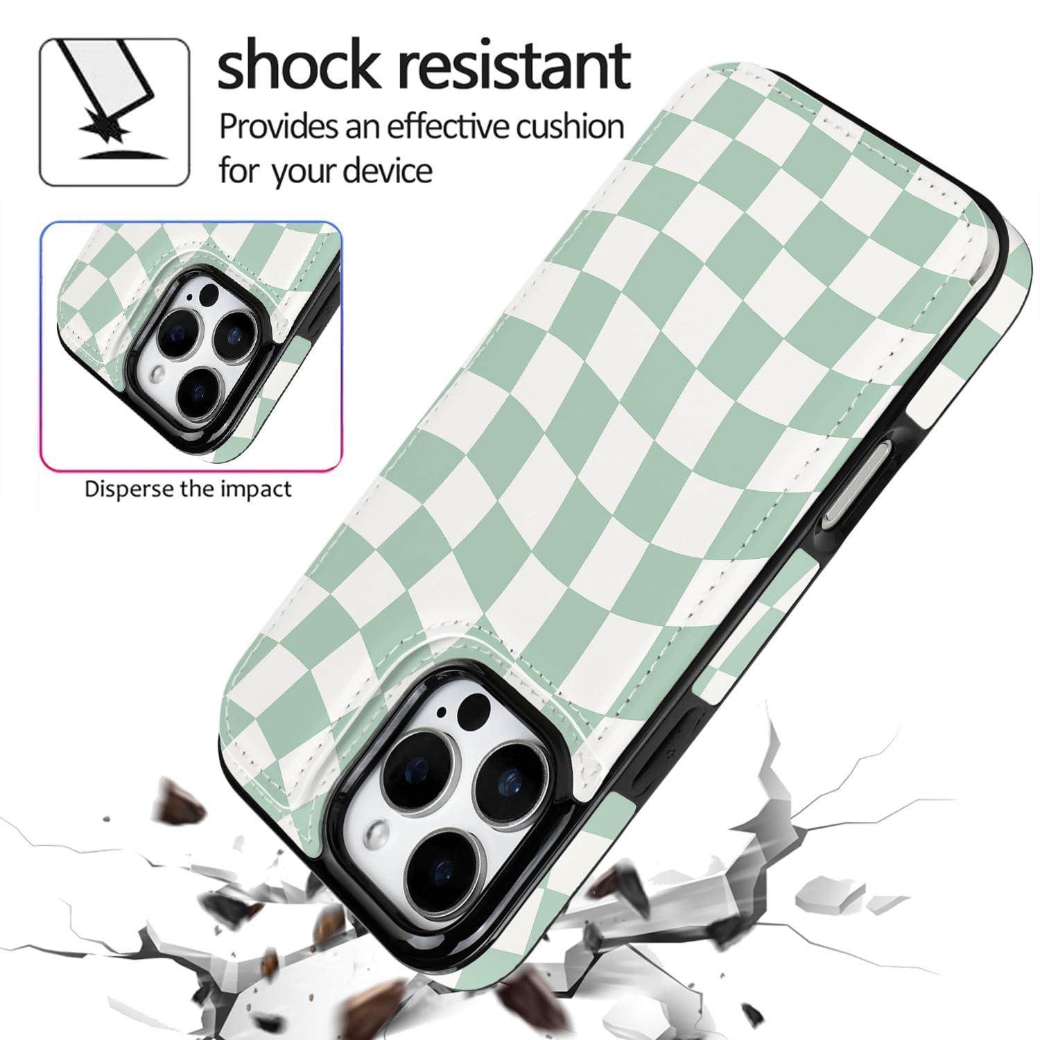 Funda tipo cartera compatible con iPhone 16 Pro Max con tarjetero, de piel sintética con ranuras para tarjetas integradas, función atril y funda a prueba de golpes para iPhone 16 Pro Max de 6.9