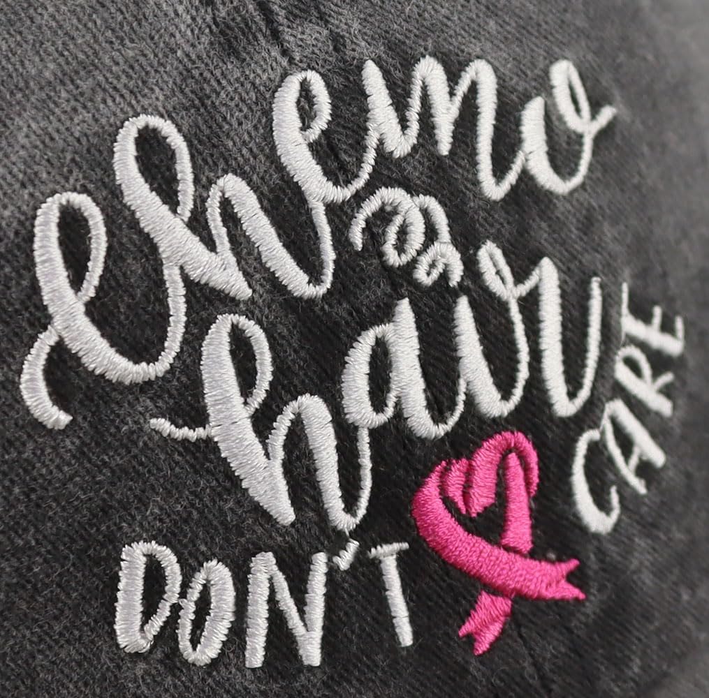 Tbstlumd Chemo Hair Don't Care Hat for Women, Funny Adjustable Embroidered Cotton Pink Ribbon Baseball Caps - Image 4