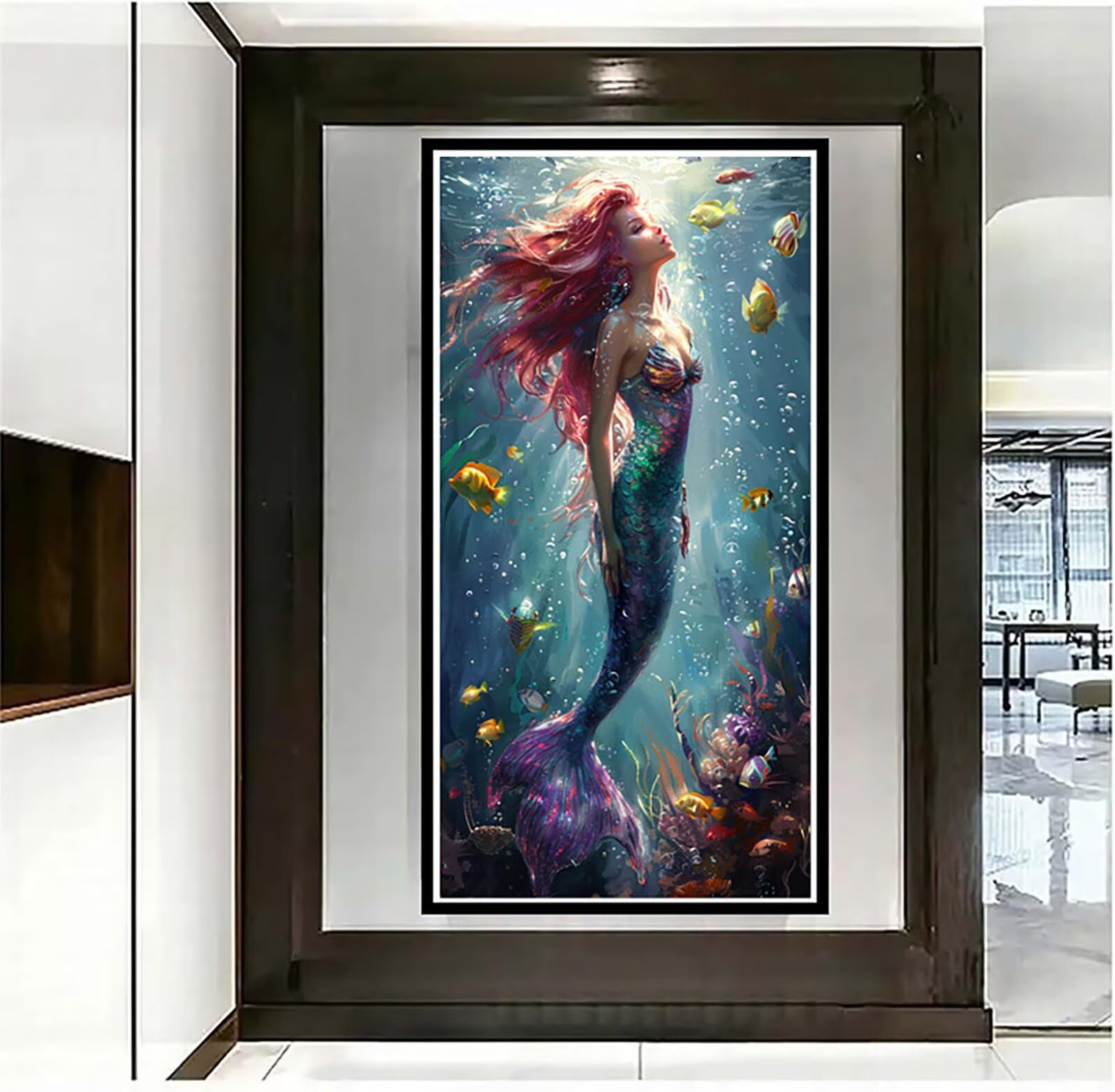 Dipingere con i Numeri Adulti Mermaid, Dipingere con i Numeri Pescare, Fai da te Paint by Numbers per Principianti, Hobby Creativi Adulti, Painting by Numbers per Decorazioni Casa 80x160cm D-1200