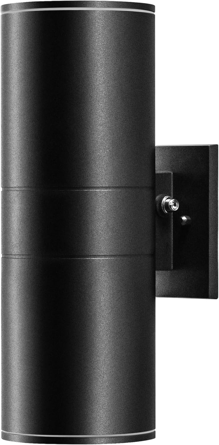 VINYAO Modern Cylinder Wall Lights 11.8" Up and Down Lights Matte Black,Dusk to Dawn,Outdoor Wall Light,Waterproof,Porch Light, Outdoor Light, for Patio,Garage,Doorway