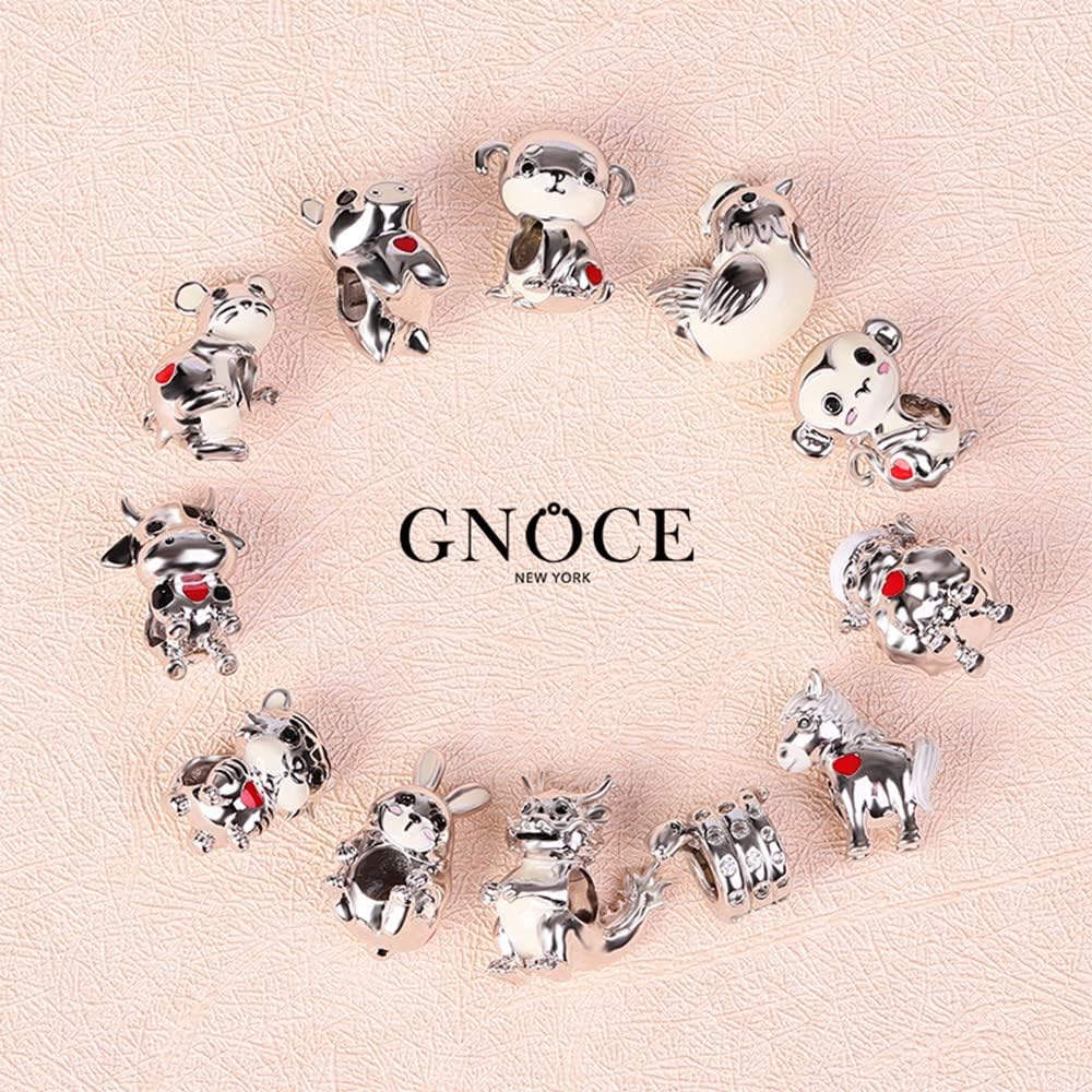 GNOCE Horse Charm Bead Sterling Silver Vigorously And Freedom Zodiac Signs Animal Charm Bead Fit Bracelet/Necklace Jewelry Gift for Women Mens