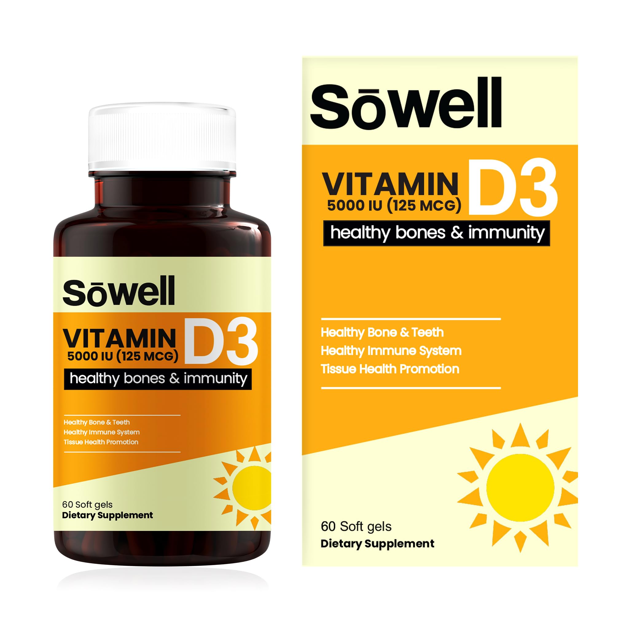 See full amazon price history chart for Sowell Vitamin D3 5000 IU Softgels - High Potency, Non-GMO, Gluten-Free, Supports Immune Health, Bone Strength & Calcium Absorption - 60 Softgels Sowell Vitamin D3 5000 IU Softgels - High Potency, Non-GMO, Gluten-Free, Supports Immune Health, Bone Strength & Calcium Absorption - 60 Softgels (B0D7M1SLYS) Amazon Price History, Amazon Price Tracker