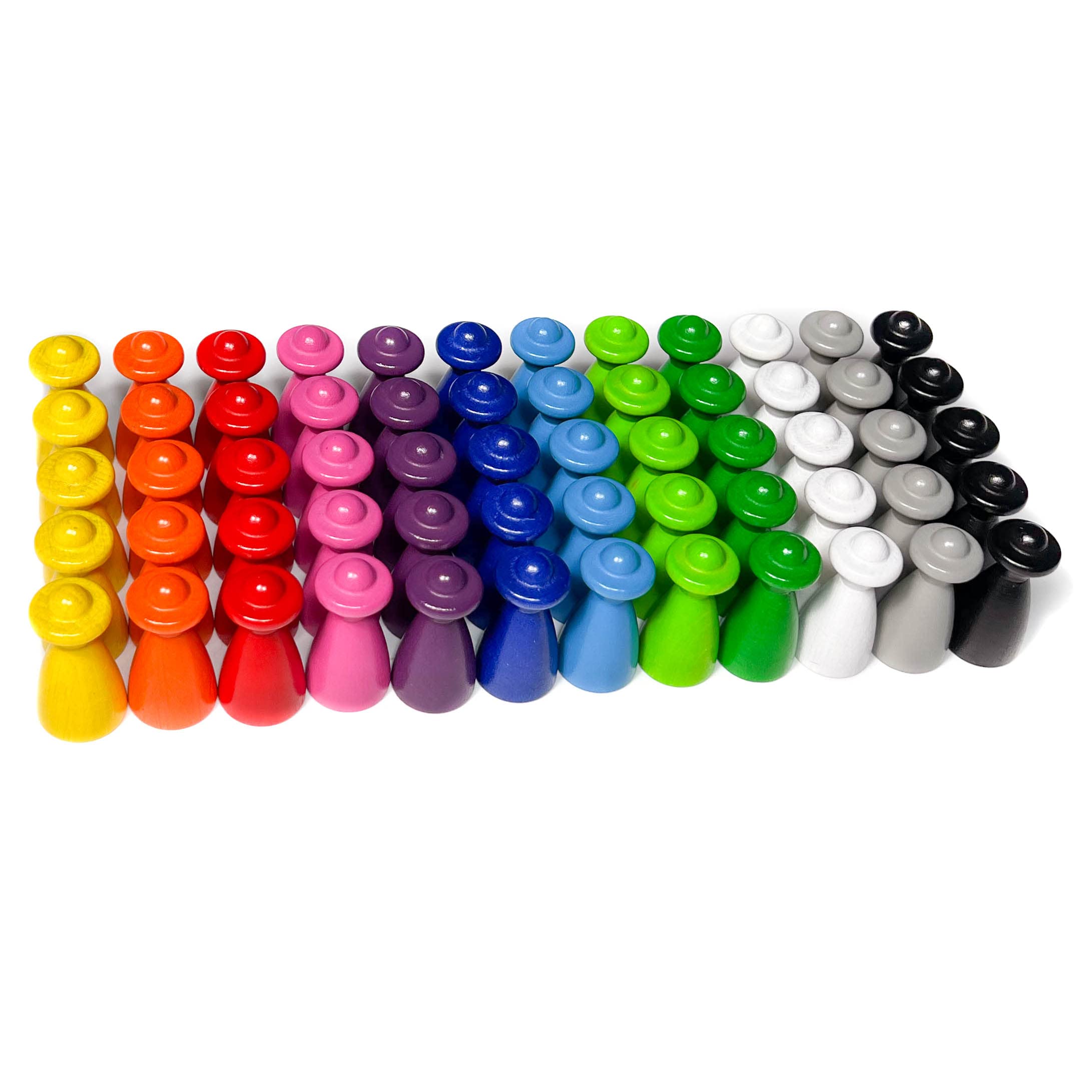 Spieltz Large Wooden Figures People with Hat Height 4 cm (20/40 mm) for Board Games Made in Germany (12 Colours, 60 Characters