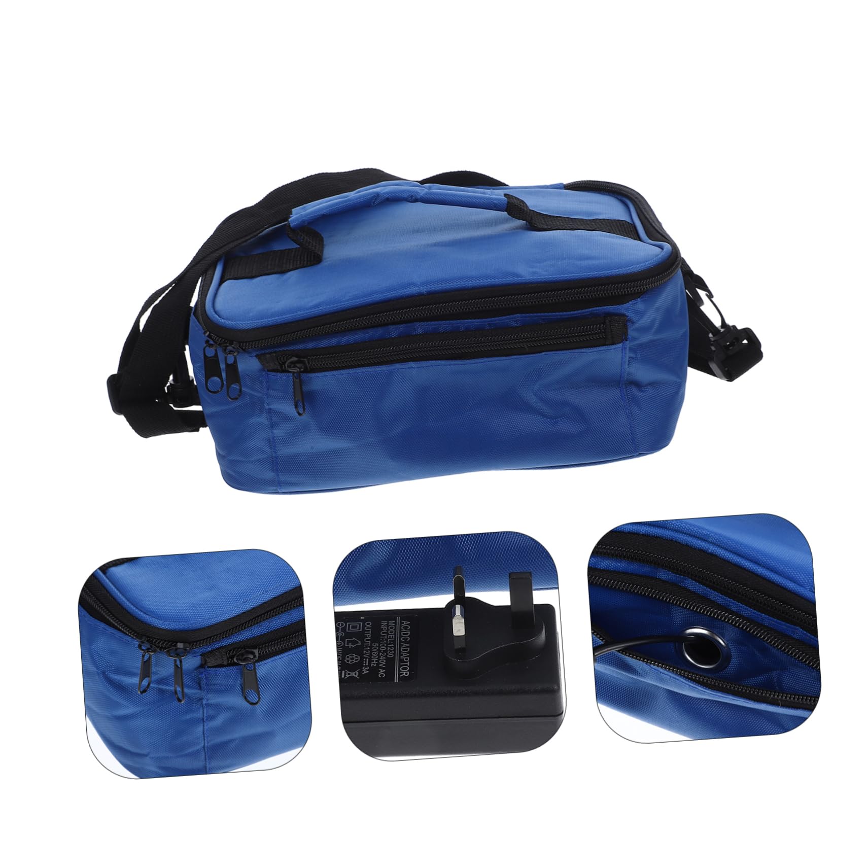 Bolsa de Almuerzo Calefactora 12v de Tela Oxford para Automóvil Azul | Bolsa para Calentar Alimentos, Portátil, para Camping y Oficina, Adecuado para Llevar Comida Diaria