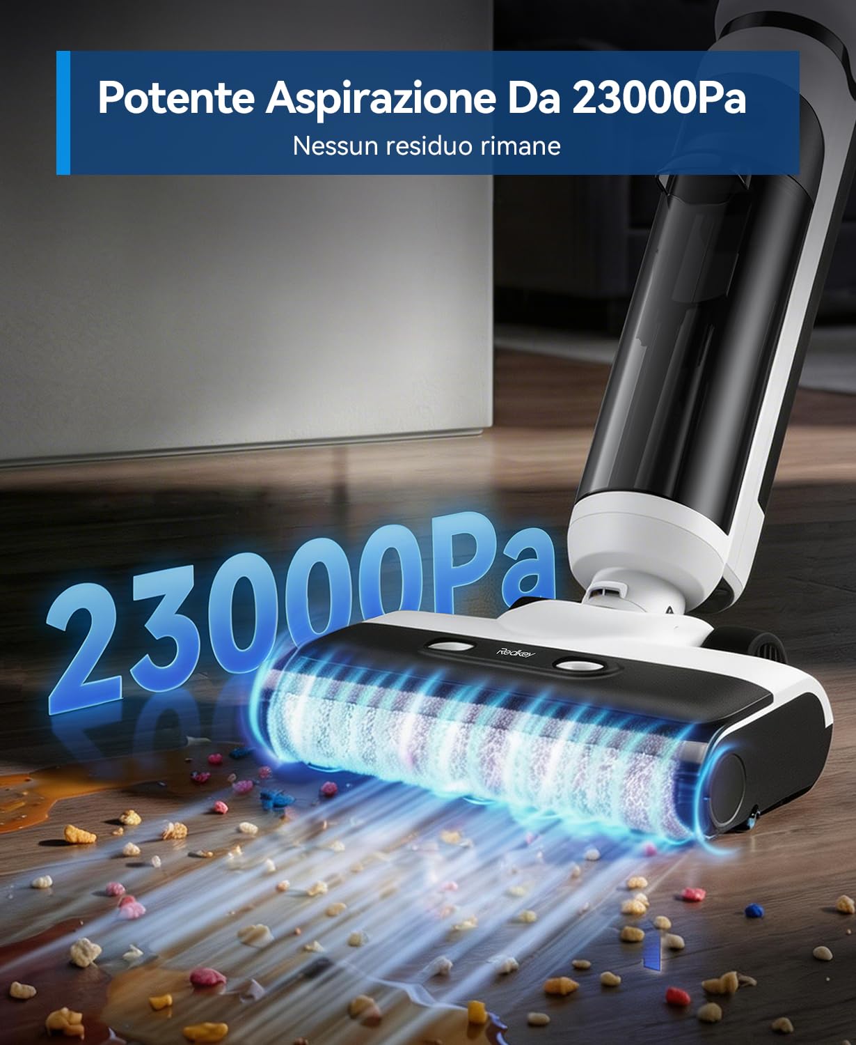Redkey W13SE Aspirapolvere Lavapavimenti Senza Fili, 75 min, 23KPa, Autopulizia, Doppio Serbatoio Acqua