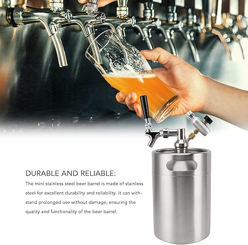 Miniatura 4 de Barril de cerveza de acero inoxidable, mini barril de cerveza presurizado B60PSI calibre 5L Sistema dispensador portátil para el hogar para barril