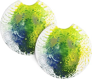 Brazilian Fingerprint Printing Car Interior Cup Holder Pad 2 Pc Waterproof & Quick for Cars, Trucks, Suvs, and Ships