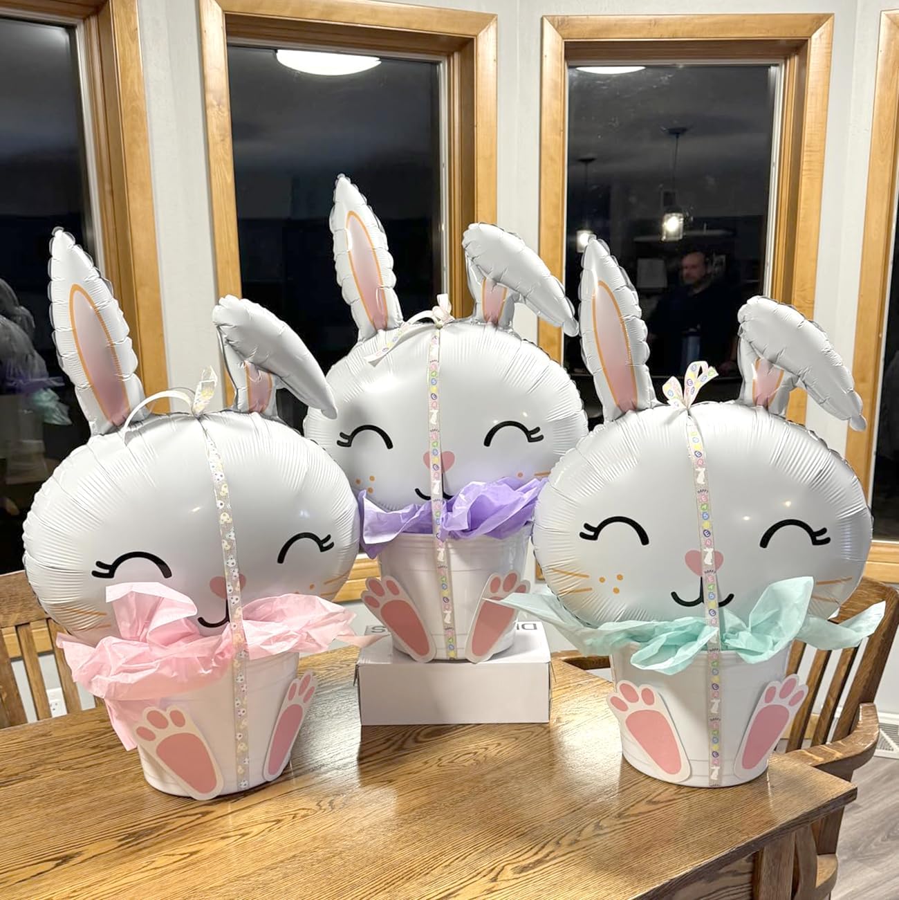 12 PCS Easter Bunny Balloons Rabbit Foil Balloons for Spring Birthday Party Baby Shower Easter Themed Party Decorations (Bunny)