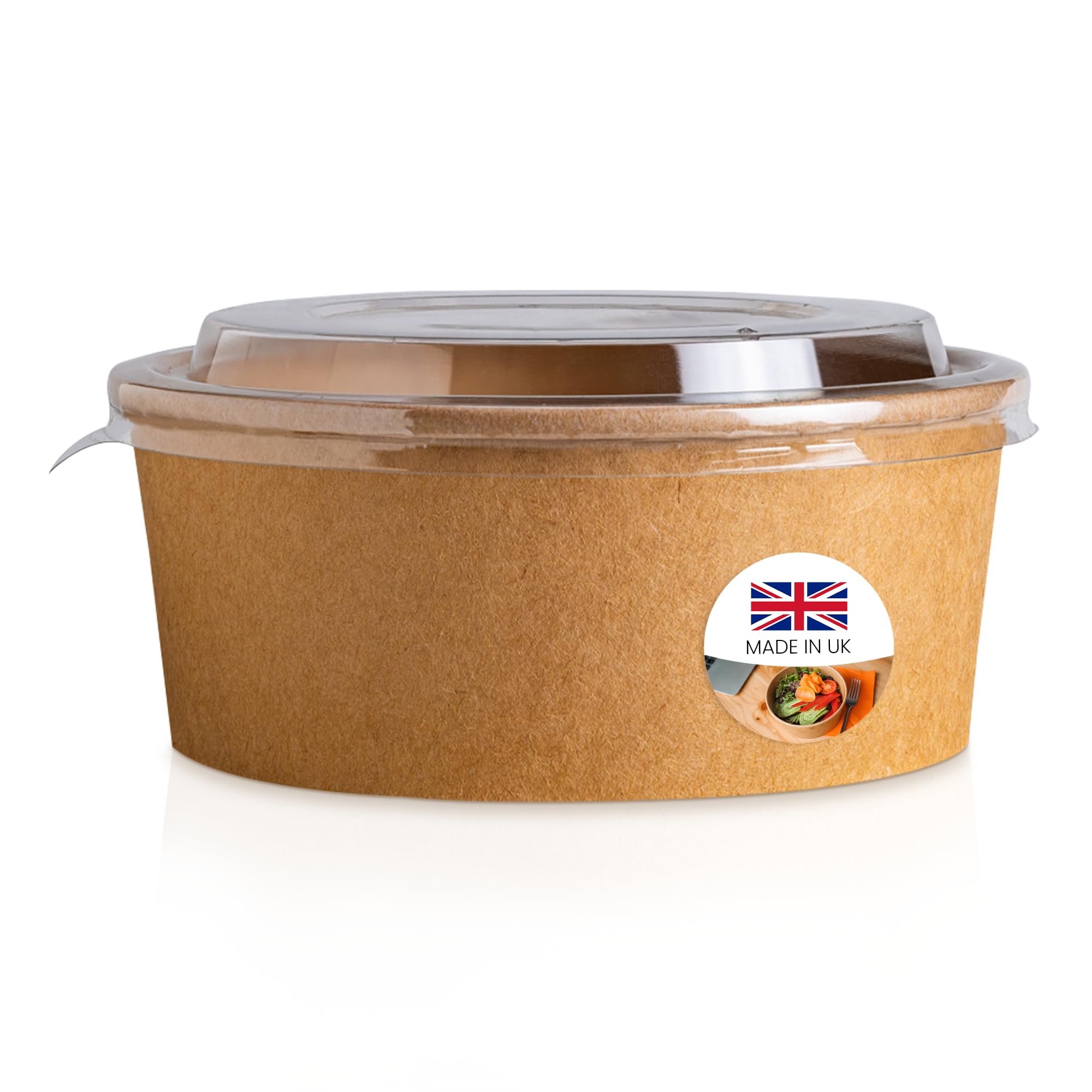 We Can Source It Ltd – Round Kraft Paper Bowls 1000ml – Disposable Cardboard Salad & Deli Containers for Takeaway, Catering, and Street Food – Sturdy Food Storage Solution – Pack of 100