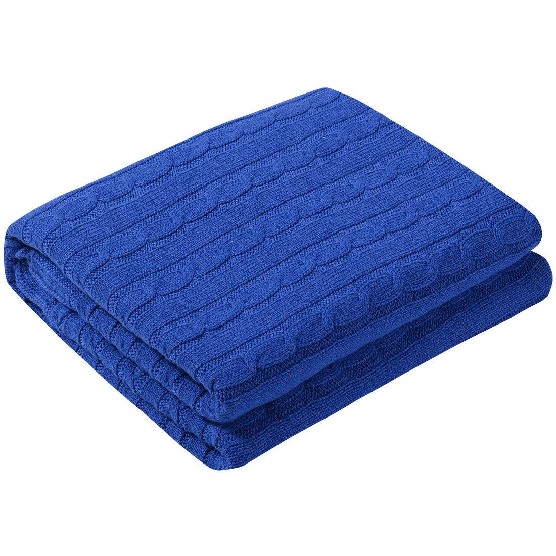 Couverture en coton texturé bleu 120x180 cm plaid doux pour lit