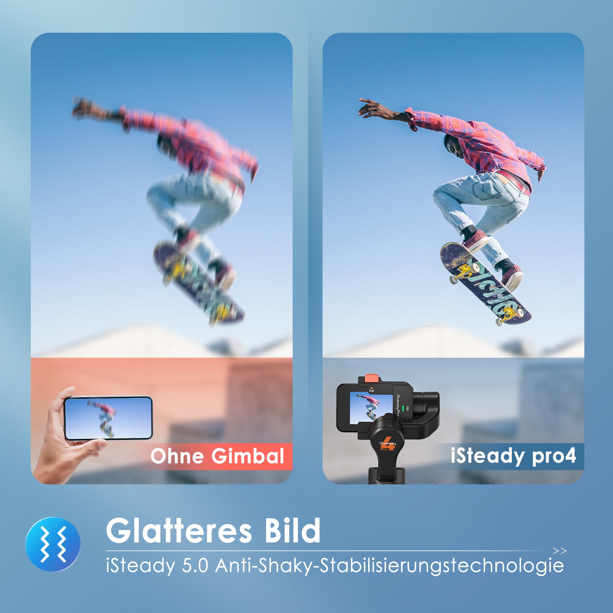 hohem iSteady Pro4, Action Kamera Gimbal Kompatibel mit GoPro Hero 13/12/11/10/9/8/7/6/5/4, für DJI Osmo Action 3/Insta360 One R/Sony RX0, 3 Achsen Stabilisator 14 St. Betriebszeit, IPX4 Splash-Proof