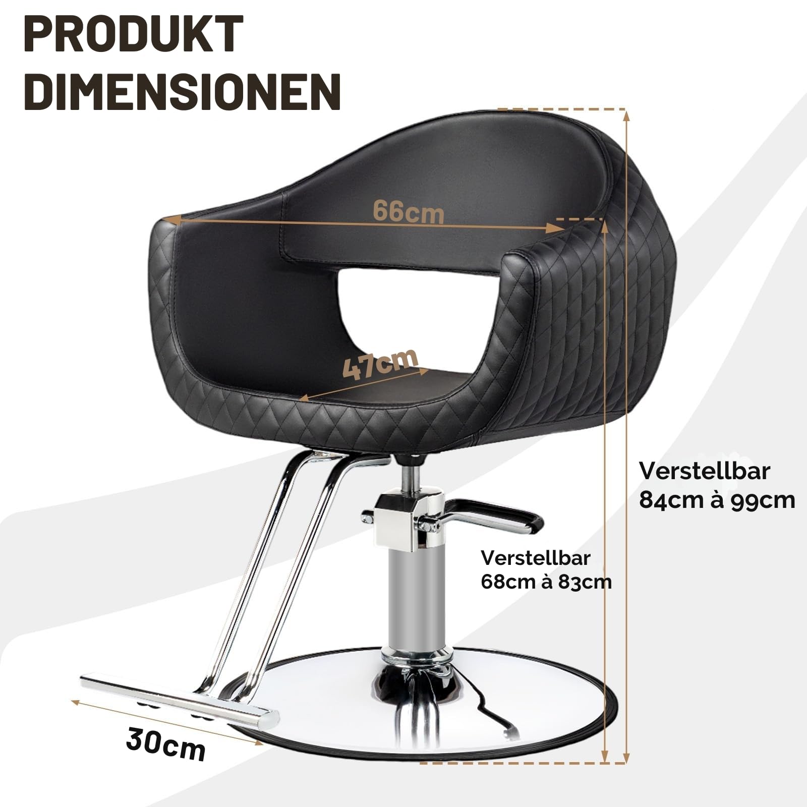 LEADZM Professioneller Friseurstuhl 360° Drehung hydraulische Pumpe Höhenverstellbar 150 kg Barberstuhl Schwarz Silber