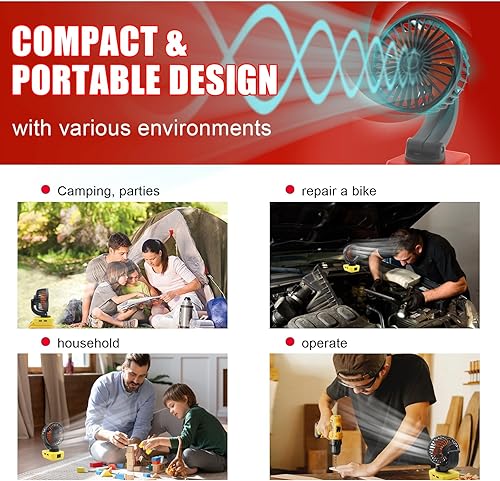 Miniatura 6 de Aernair Ventilador portátil para sitio de trabajo compatible con batería Milwaukee M18 de 18 V, ventilador de refrigeración eléctrico alimentado por